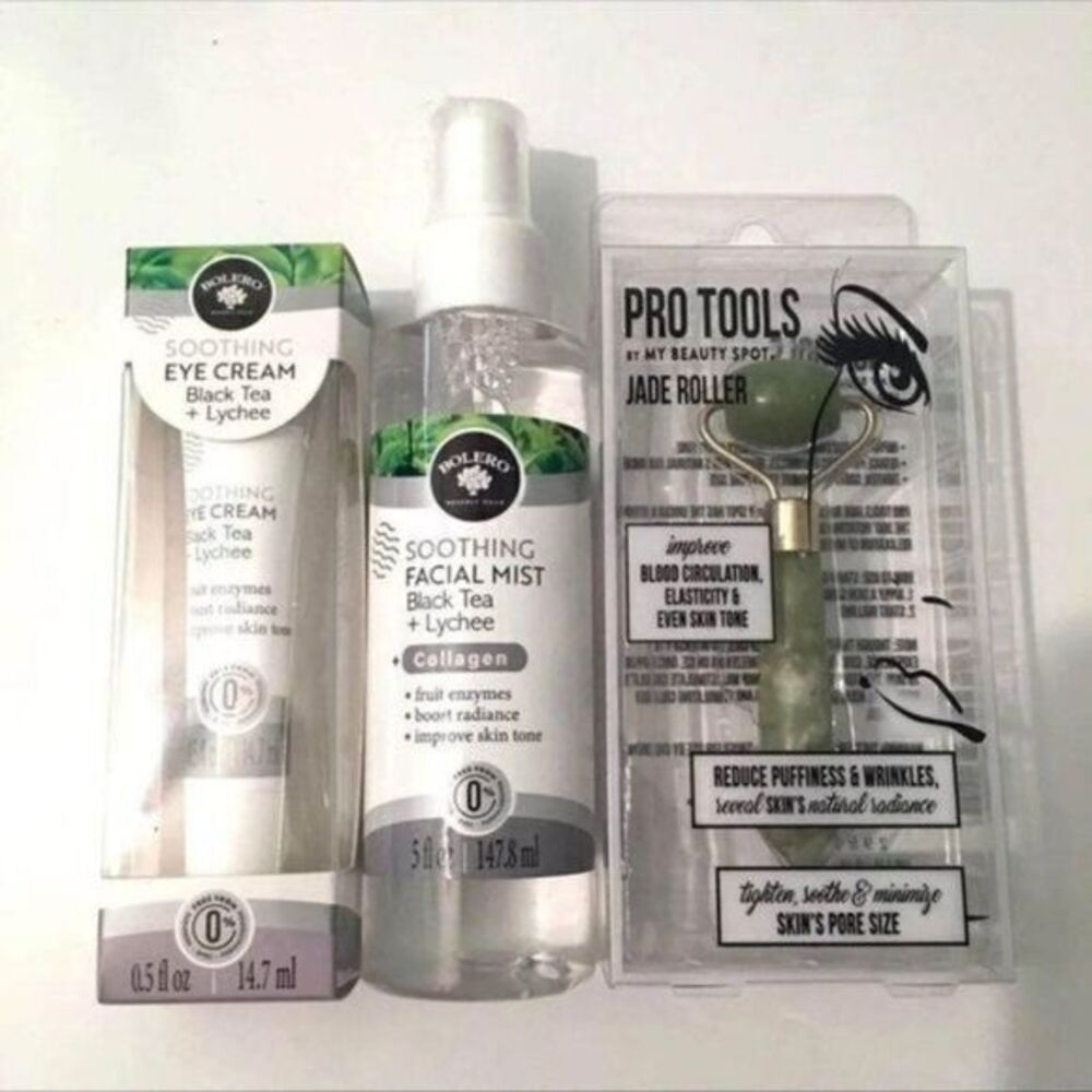 Eye Cream, Face Mist, Jade Roller NEW Gift Set Lot